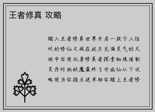 王者修真 攻略